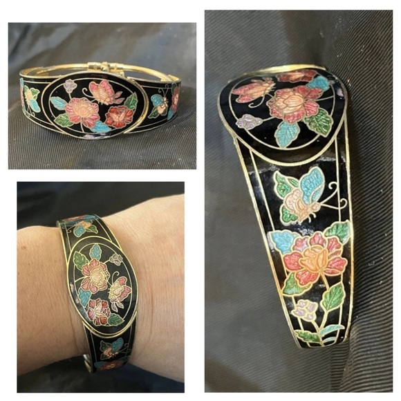 Vintage Jewelry - Vintage Cloisonné Clamper Bracelet